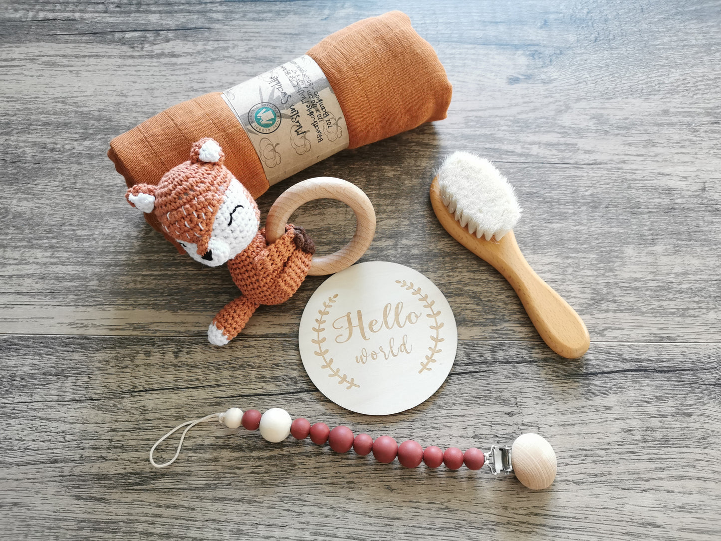 Baby Rattle Gift Set Hamper Fox