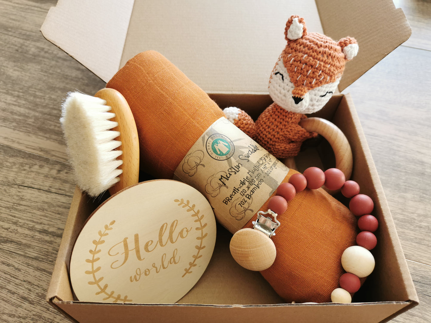 Baby Rattle Gift Set Hamper Fox