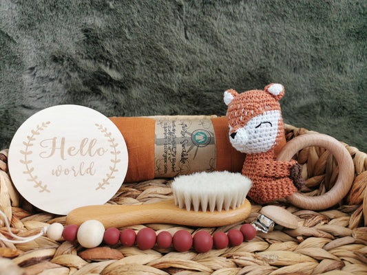 Baby Rattle Gift Set Hamper Fox