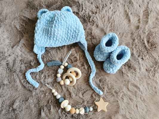 Baby Boy Hat & Booties Set