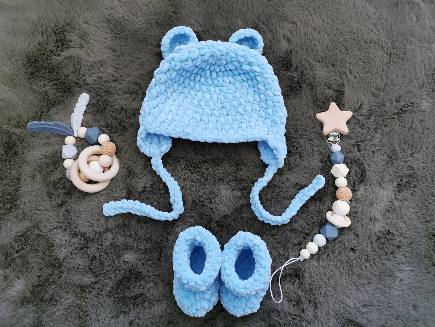 Baby Boy Hat & Booties Set