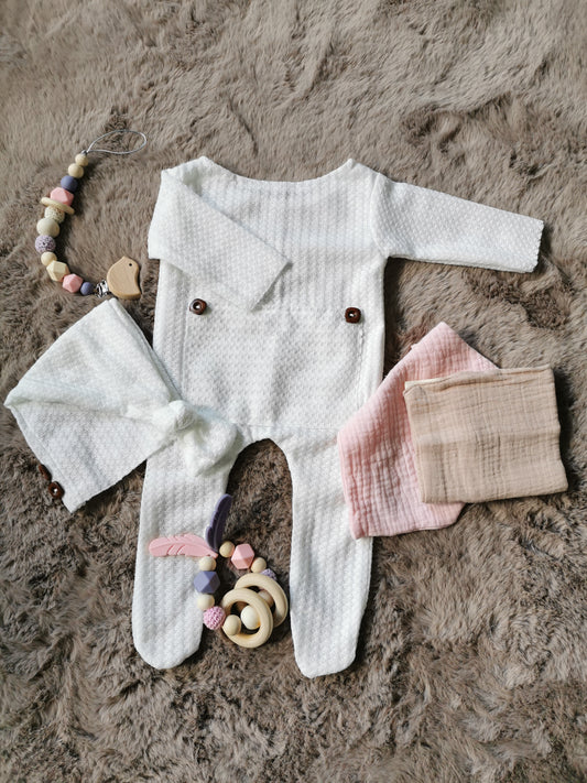 Newborn Baby Girl Gift Set with Pacifier Holder and Teether