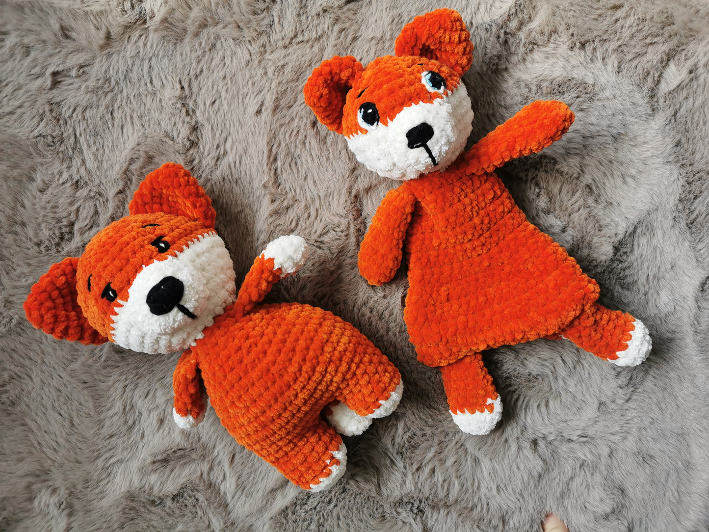 Handmade Amigurumi Plush Fox Toy  Gift set with Baby comforter