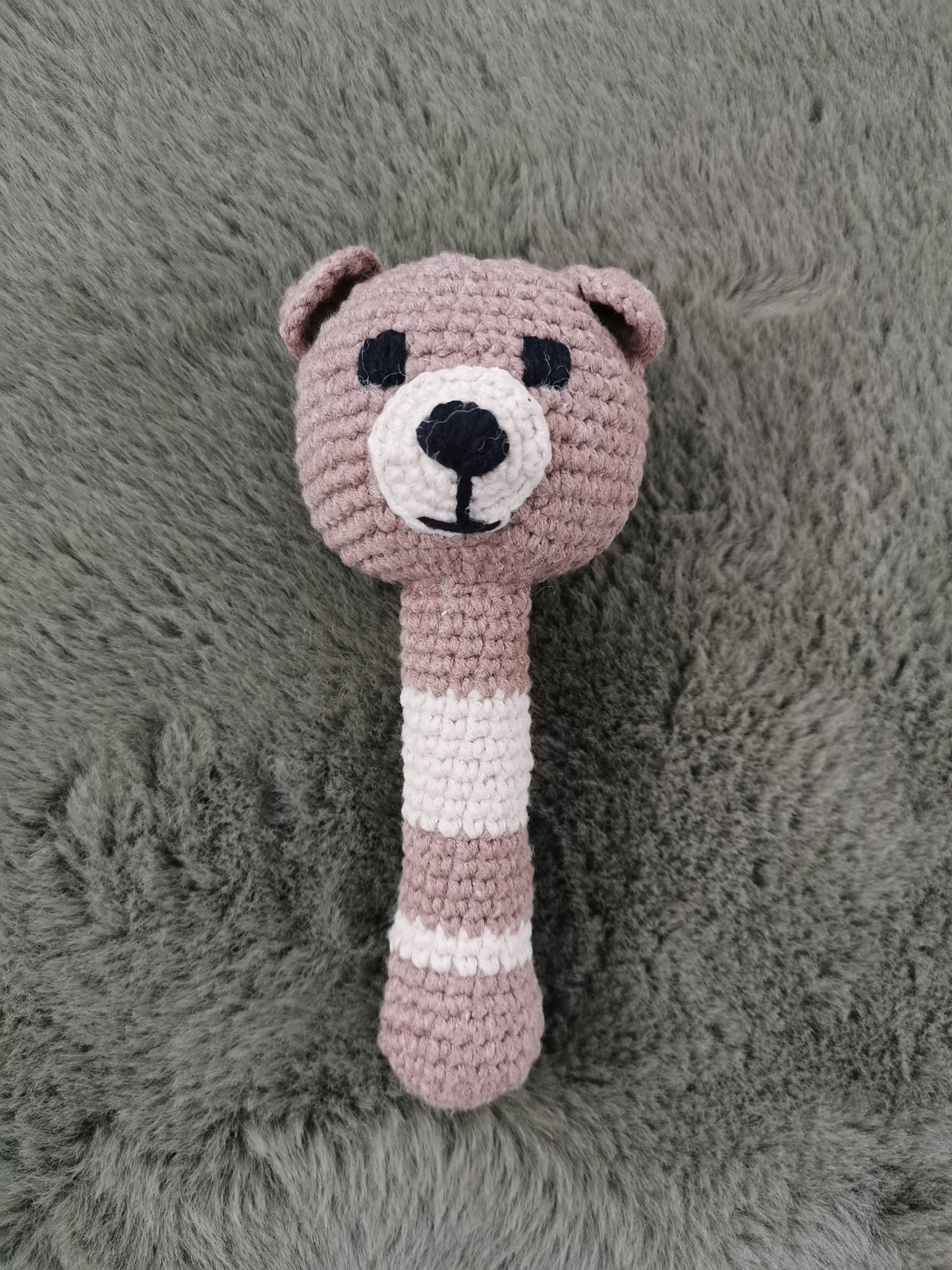 Handmade Plush Bear Lovey and Rattle