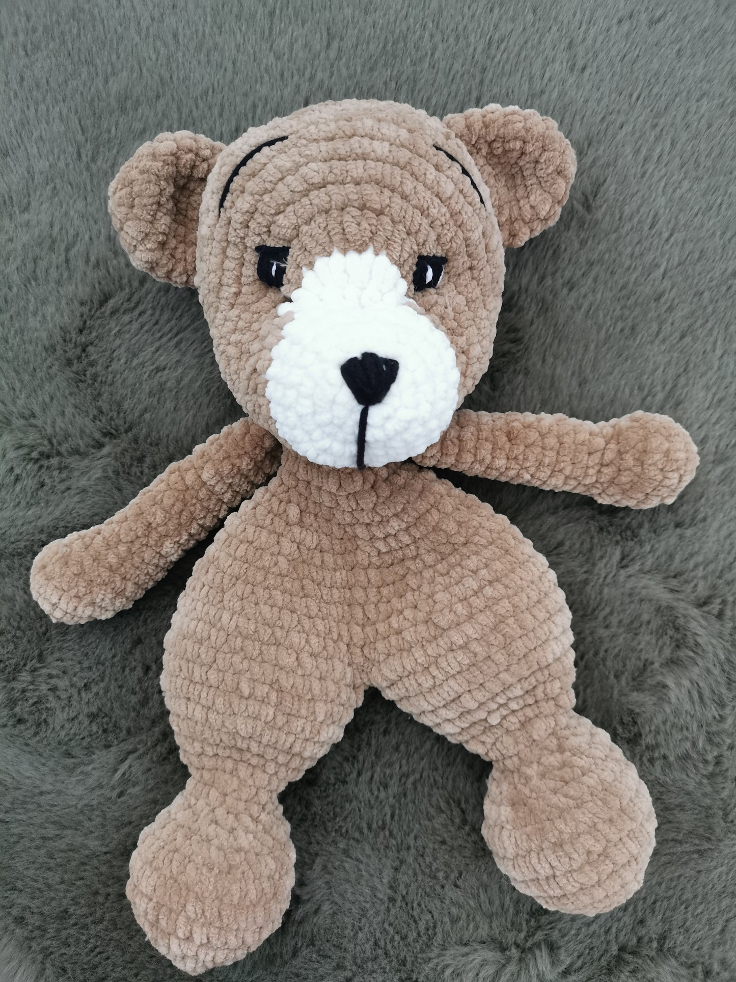 Handmade Plush Bear Lovey and Rattle