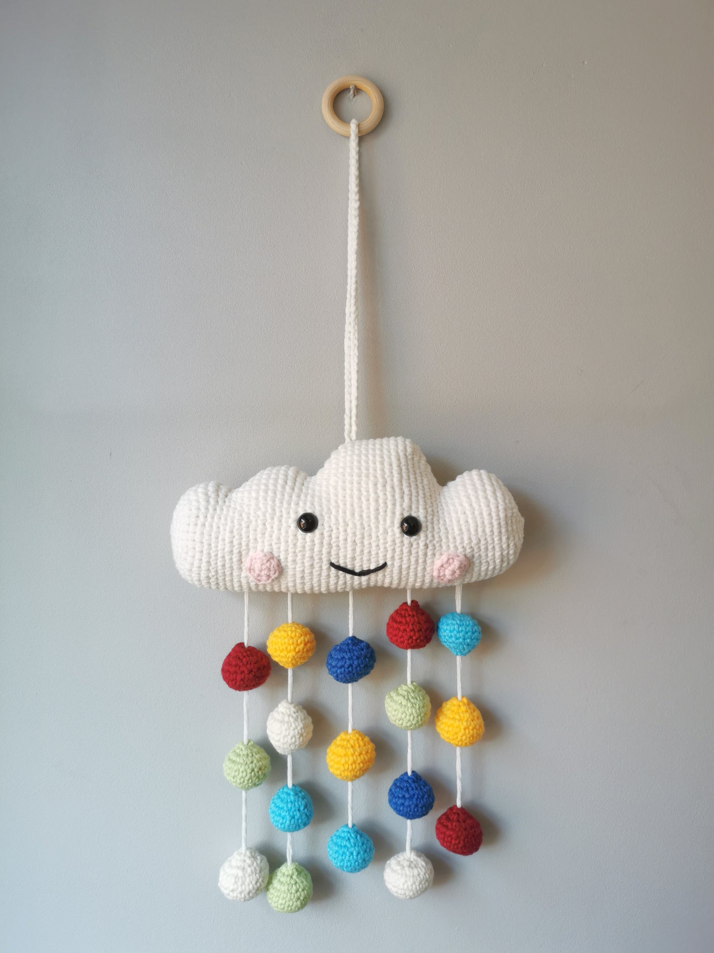 Handmade Crochet Colourful Cloud Wall Decoration