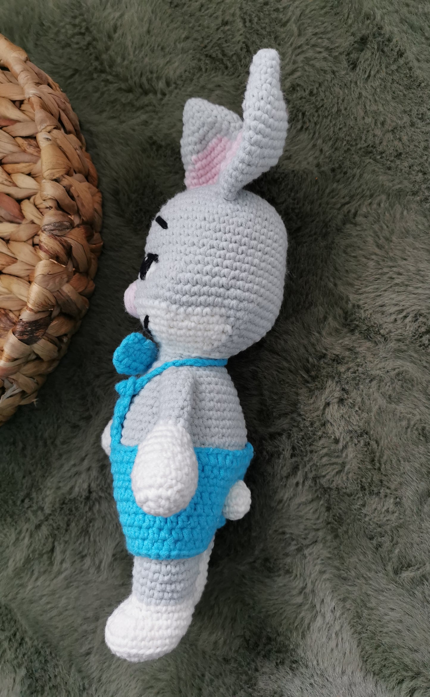 Handmade Amigurumi Rabbit in overall Toy