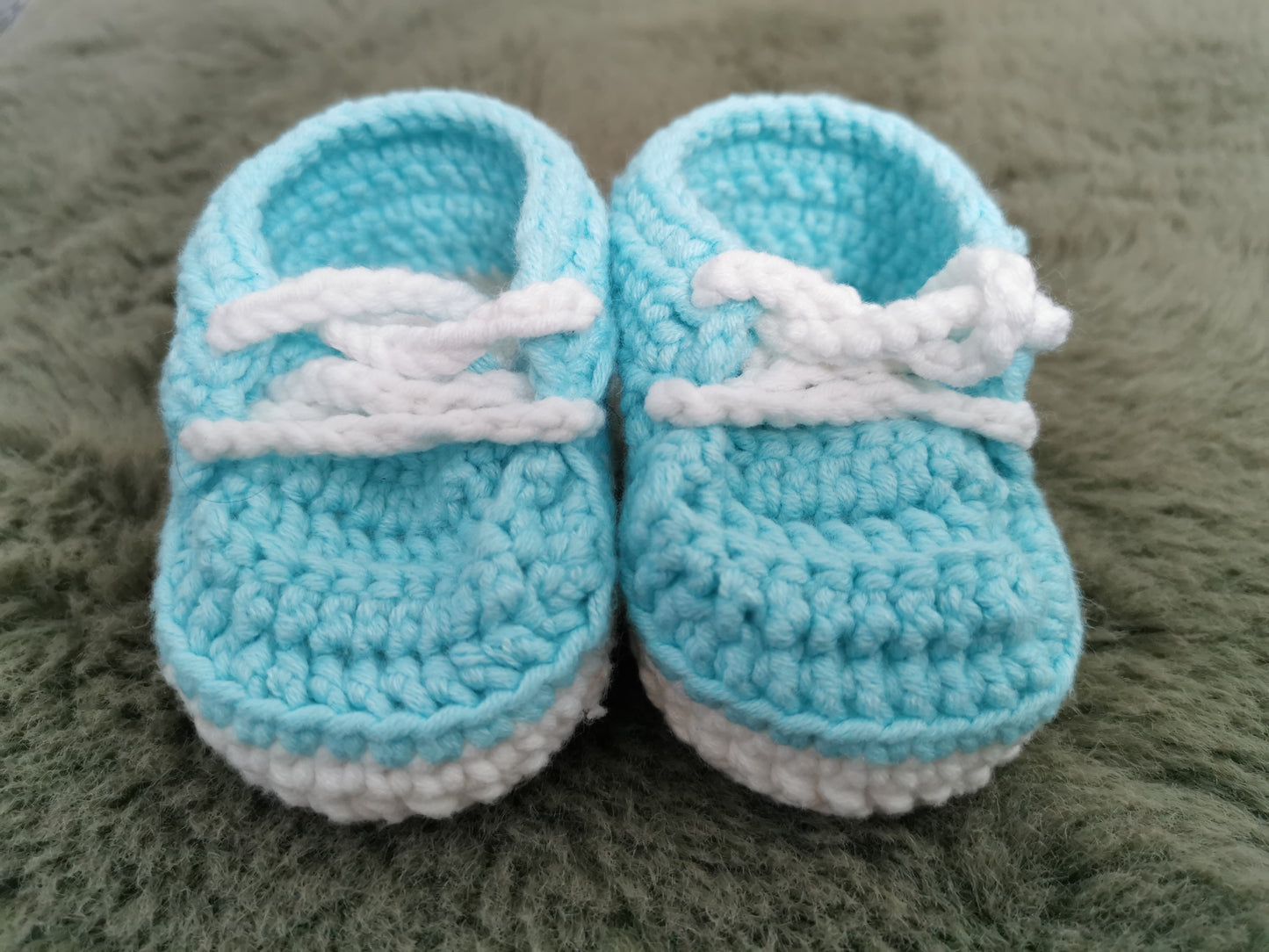 Handmade Crochet Cotton Baby Boy Blue Shoes