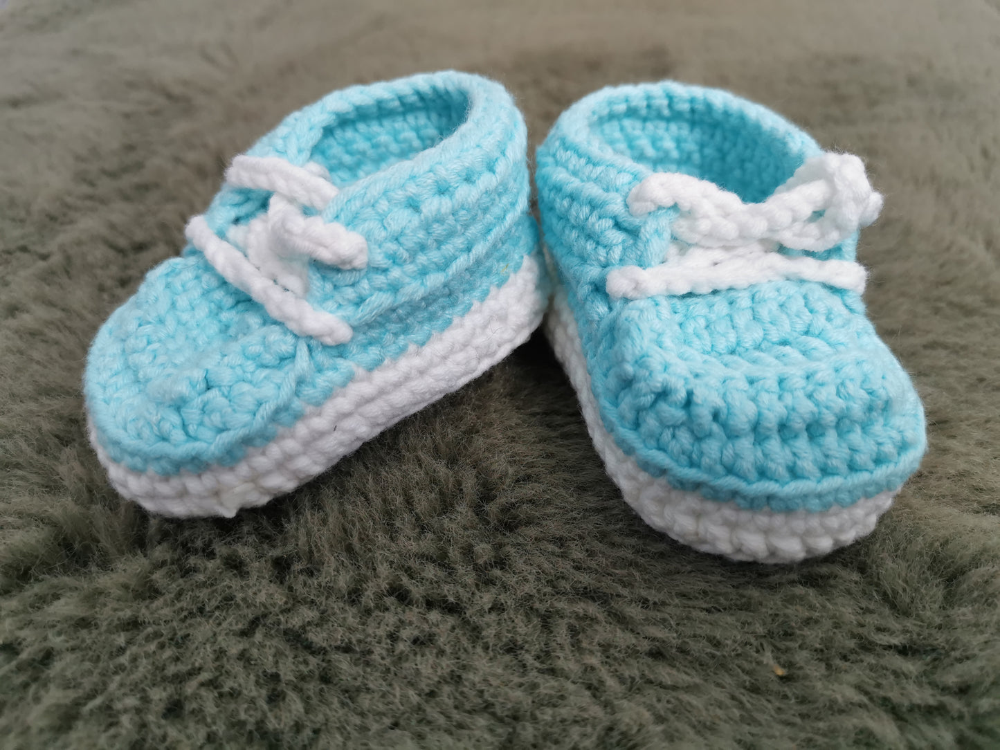 Handmade Crochet Cotton Baby Boy Blue Shoes