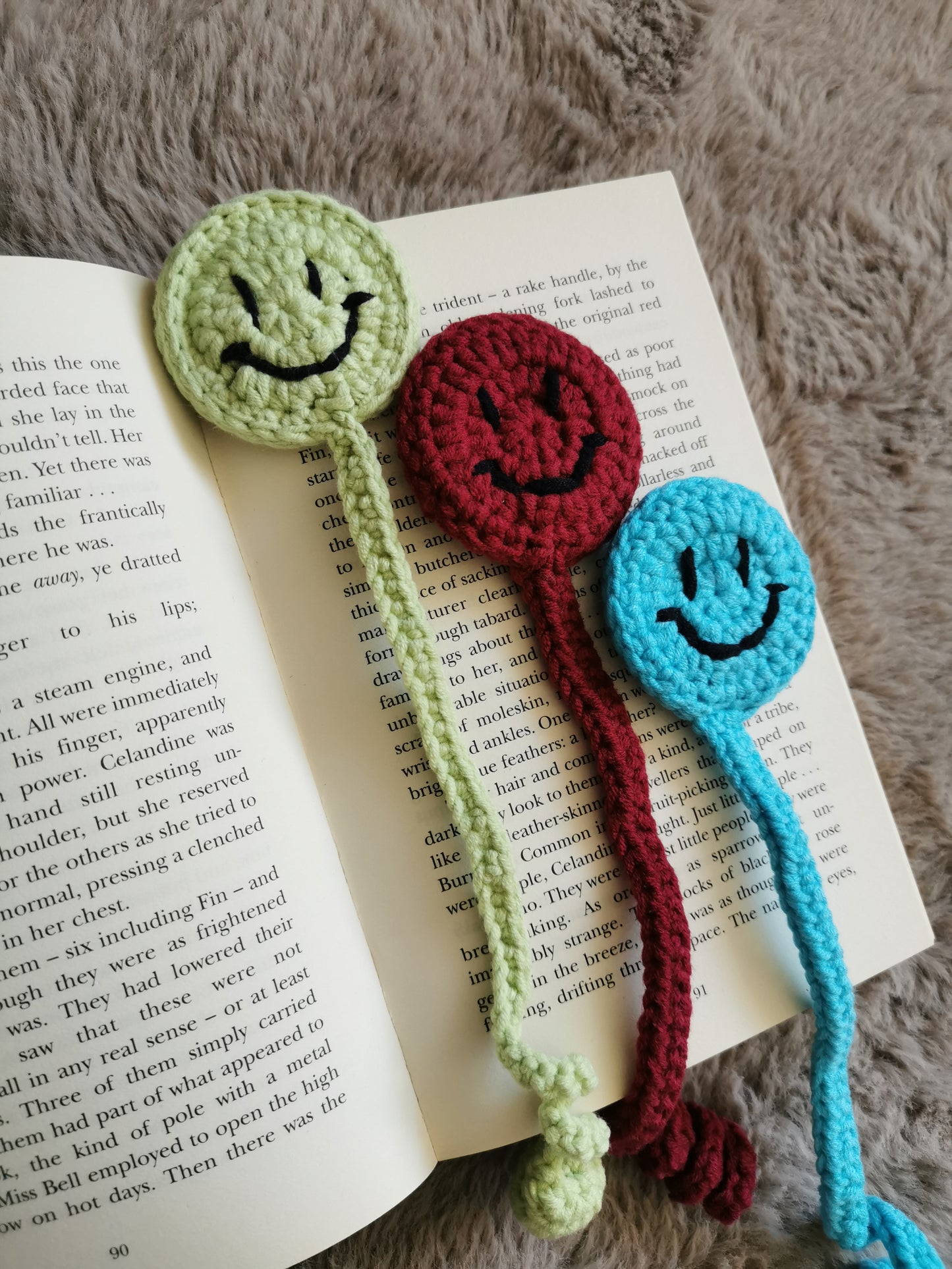 Handmade Crochet Smiley Bookmark