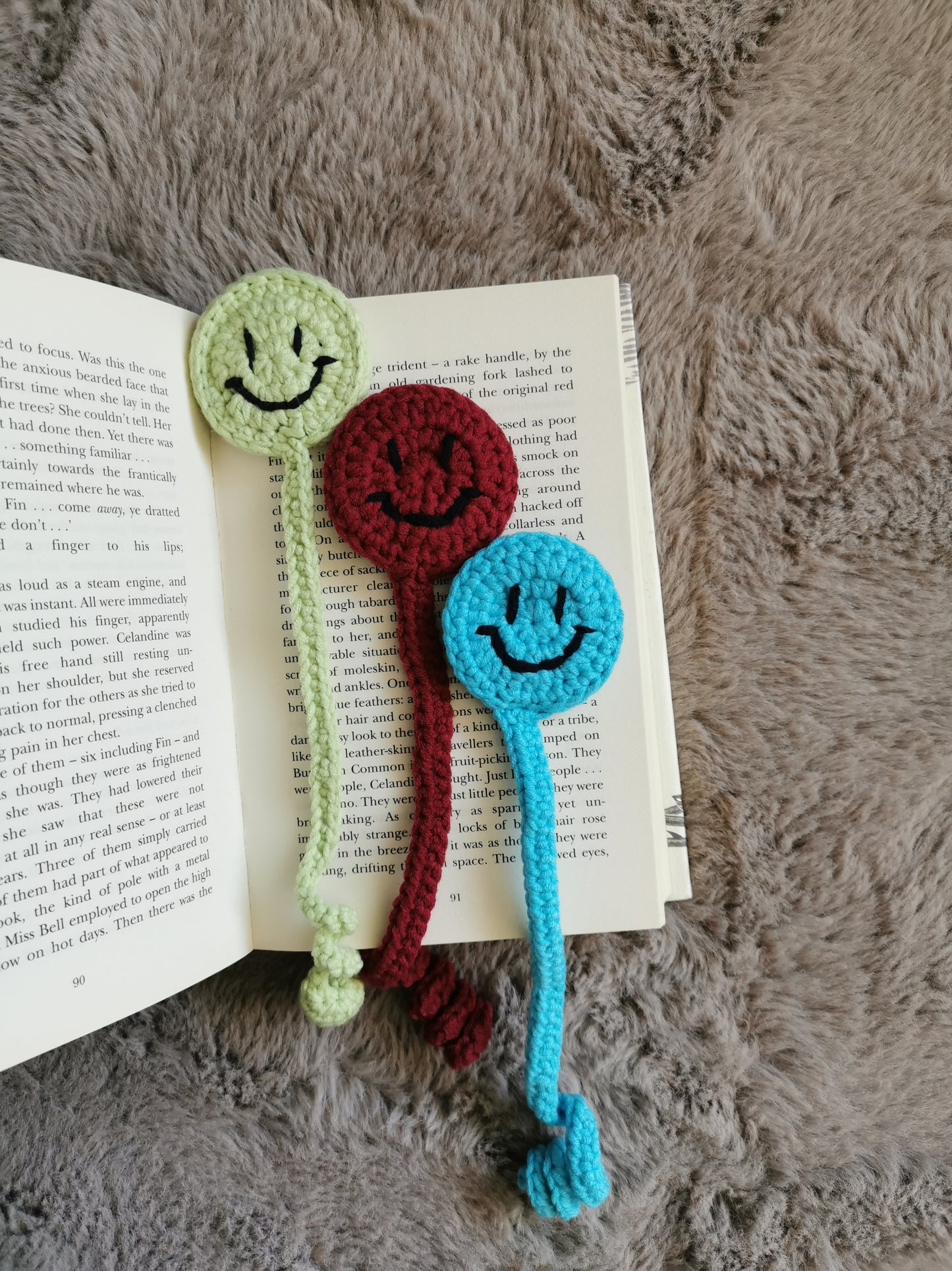 Handmade Crochet Smiley Bookmark