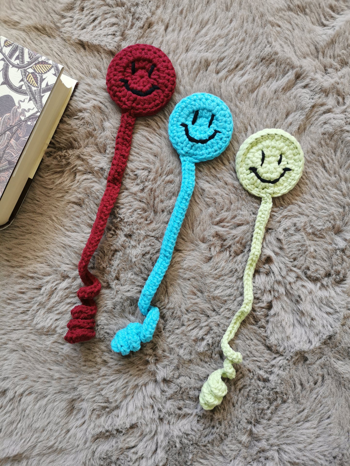 Handmade Crochet Smiley Bookmark