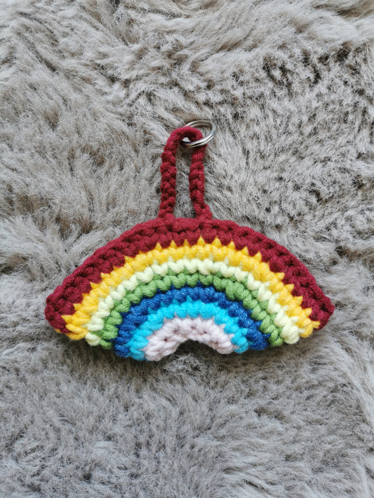 Handmade Crochet Rainbow Keyring