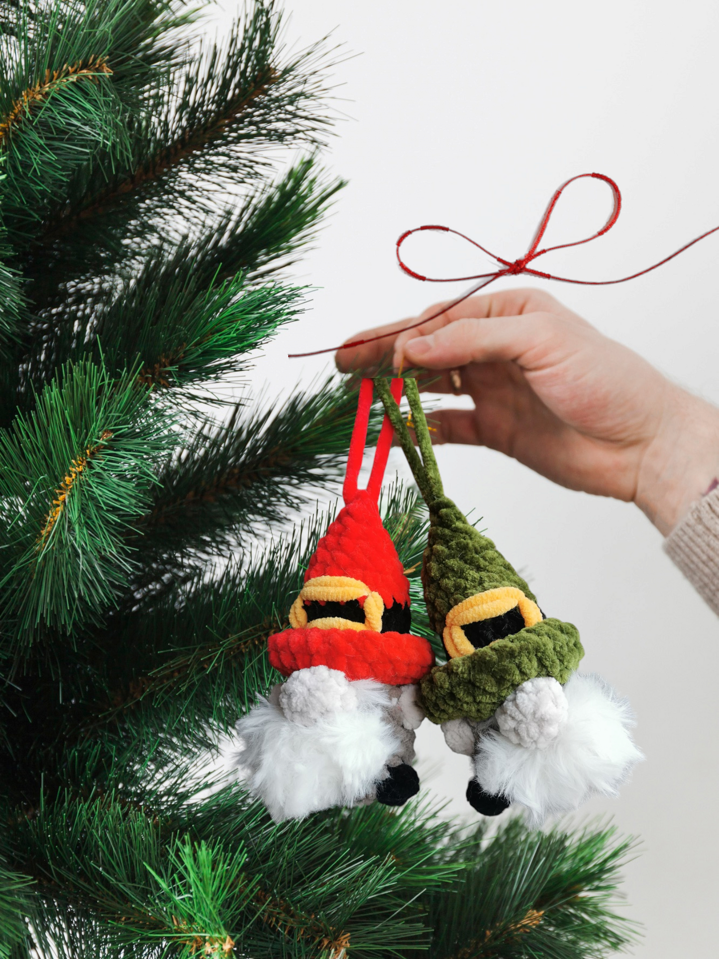 Handmade Crochet Christmas tree Gnome Ornament