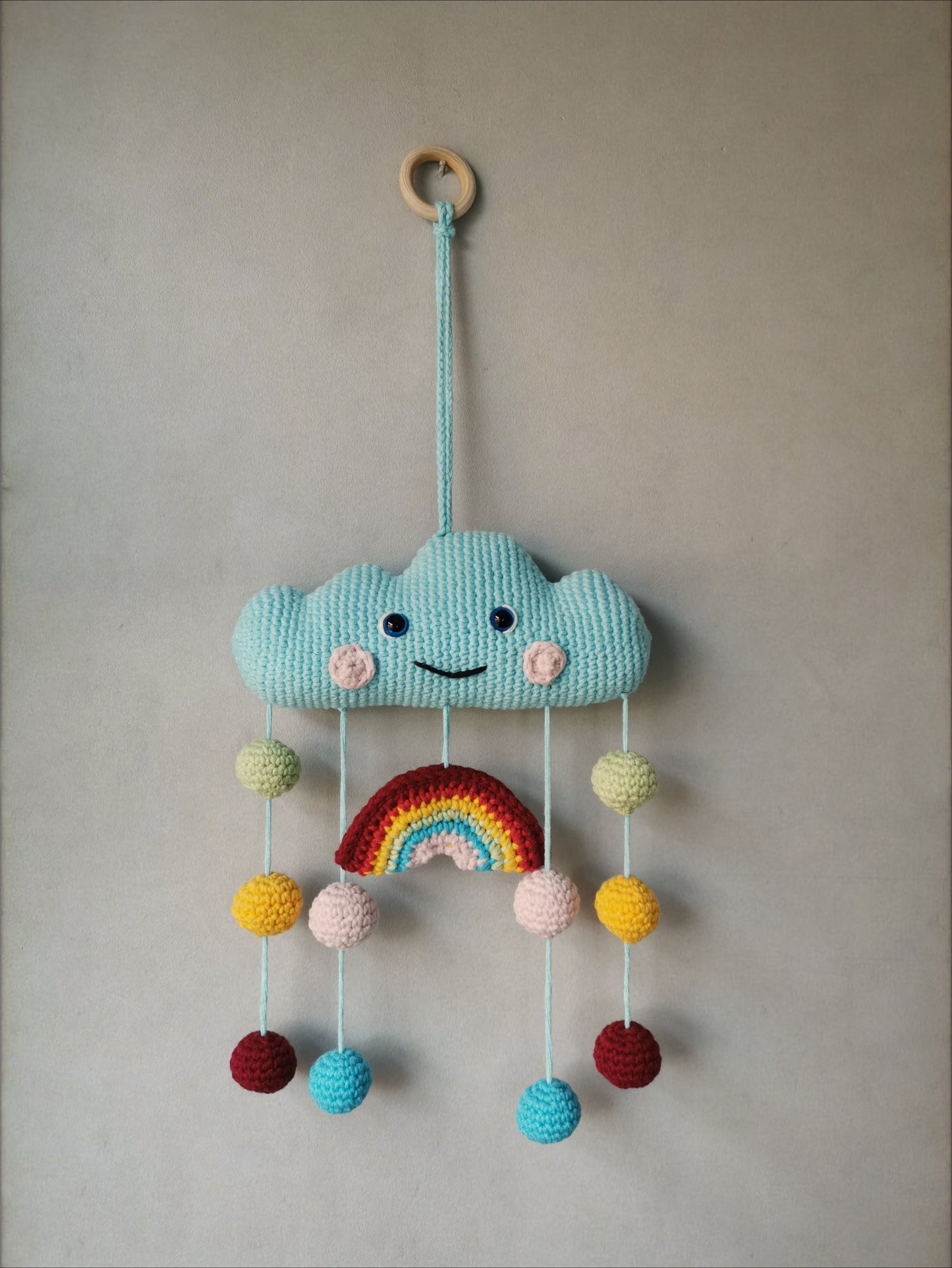 Crochet Colourful Rainbow Cloud Wall Decoration